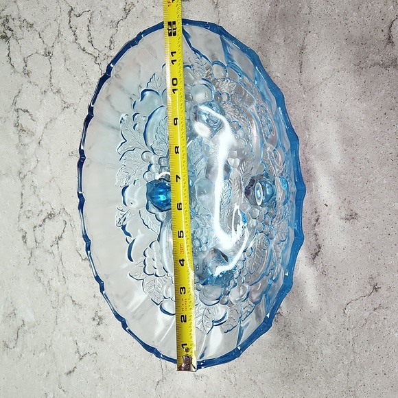 Harvest Blue Glass Oval Footed Fruit Bowl - Picture 2 of 12
